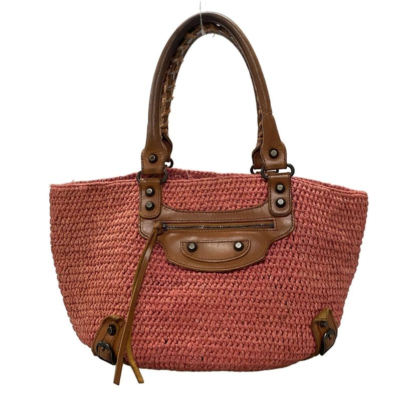 Balenciaga Tote Bag - 236741 Red And Brown Basket Bag Leather