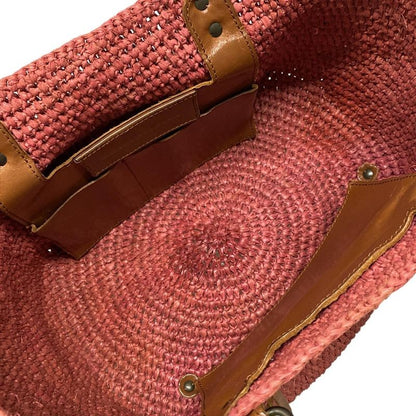 Balenciaga Tote Bag - 236741 Red And Brown Basket Bag Leather