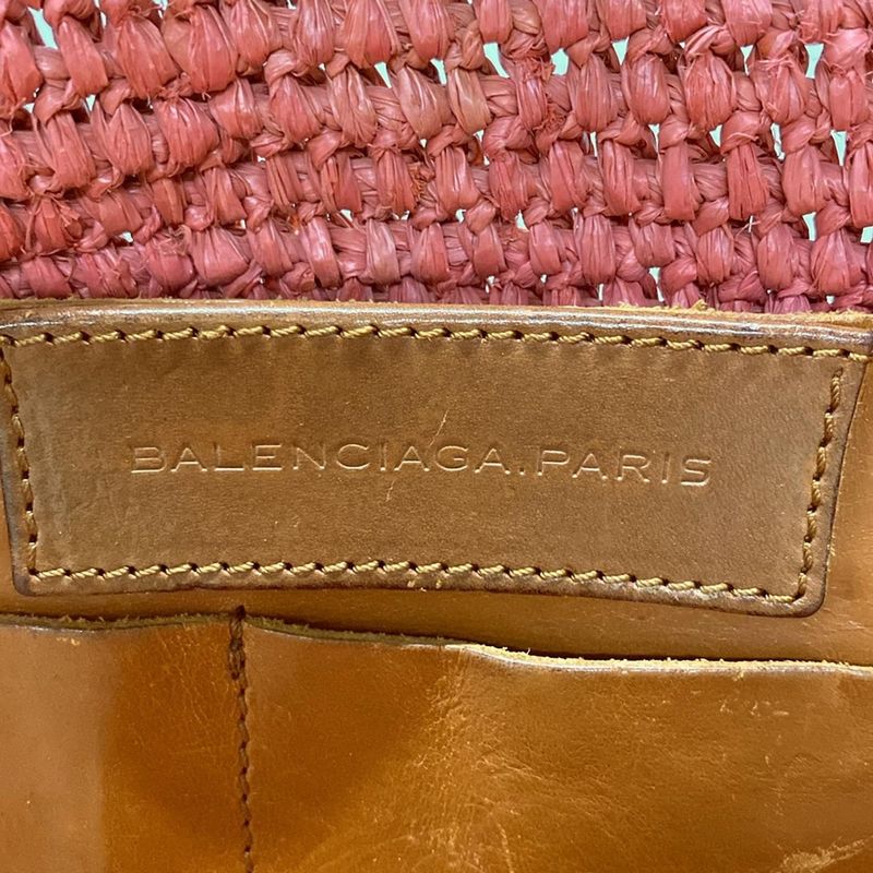 Balenciaga Tote Bag - 236741 Red And Brown Basket Bag Leather