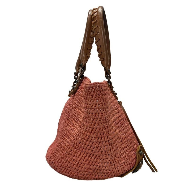 Balenciaga Tote Bag - 236741 Red And Brown Basket Bag Leather