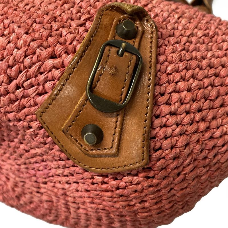 Balenciaga Tote Bag - 236741 Red And Brown Basket Bag Leather