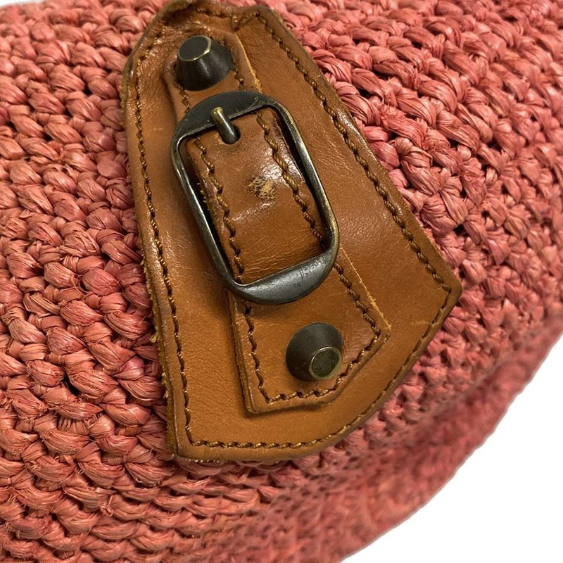 Balenciaga Tote Bag - 236741 Red And Brown Basket Bag Leather