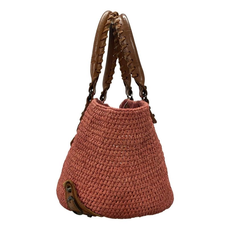Balenciaga Tote Bag - 236741 Red And Brown Basket Bag Leather