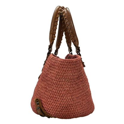 Balenciaga Tote Bag - 236741 Red And Brown Basket Bag Leather