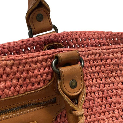 Balenciaga Tote Bag - 236741 Red And Brown Basket Bag Leather