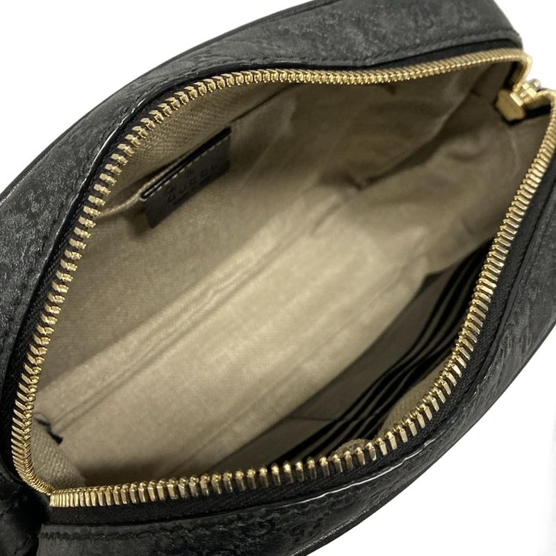 Gucci Shoulder Bag Bree Micro Guccissima 449413 Black Leather