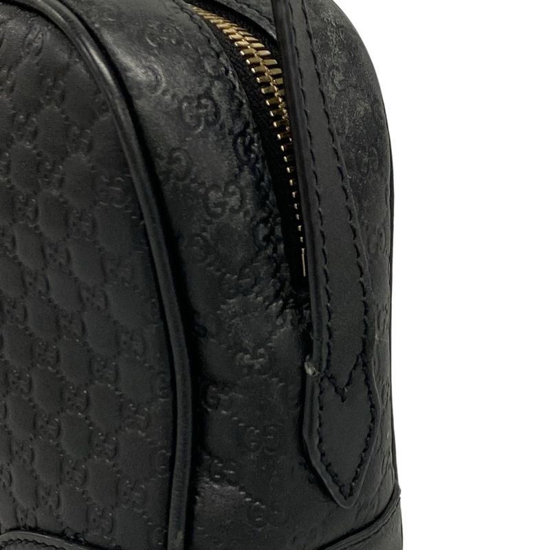 Gucci Shoulder Bag Bree Micro Guccissima 449413 Black Leather