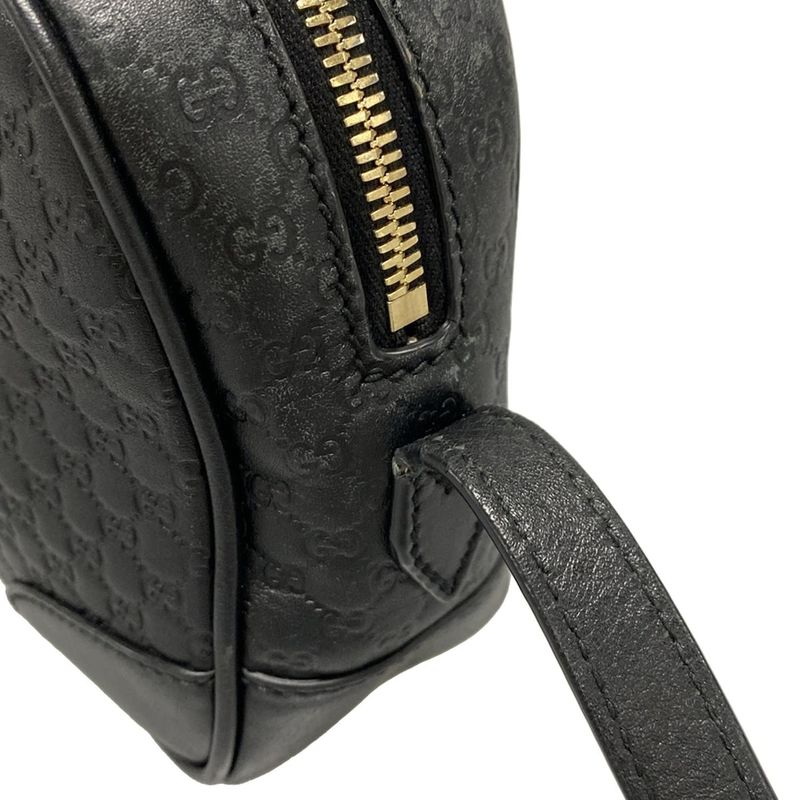 Gucci Shoulder Bag Bree Micro Guccissima 449413 Black Leather