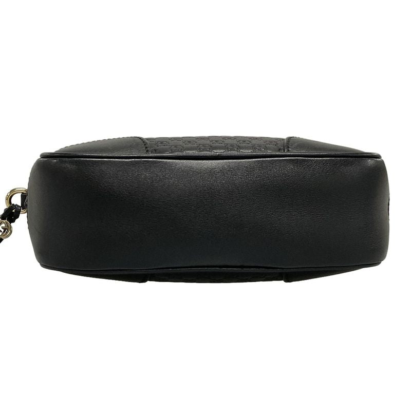 Gucci Shoulder Bag Bree Micro Guccissima 449413 Black Leather