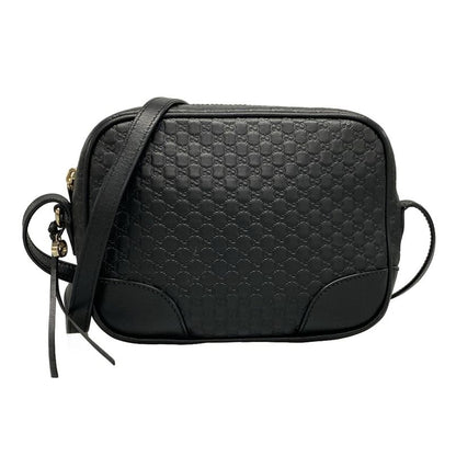Gucci Shoulder Bag Bree Micro Guccissima 449413 Black Leather