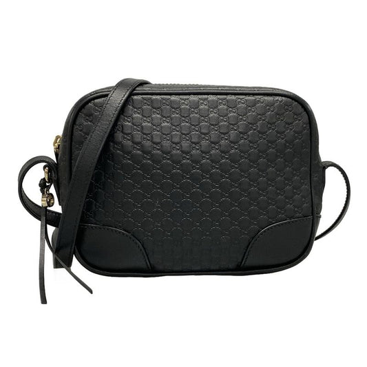 Gucci Shoulder Bag Bree Micro Guccissima 449413 Black Leather