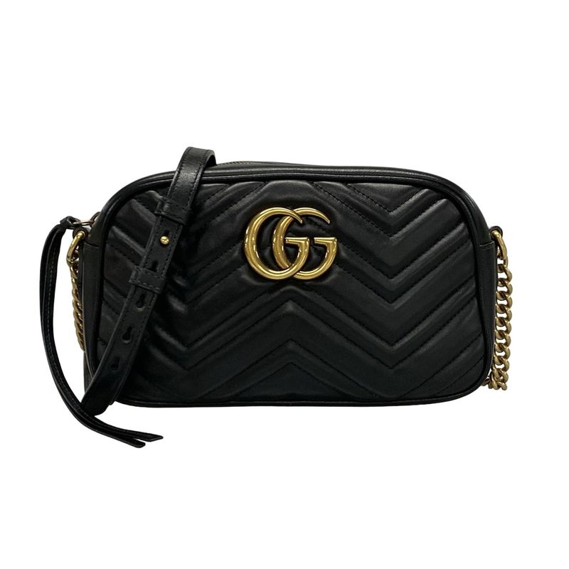 Gucci Shoulder Bag GG Marmont Quilted Small Shoulder Bag 447632 Black Chain