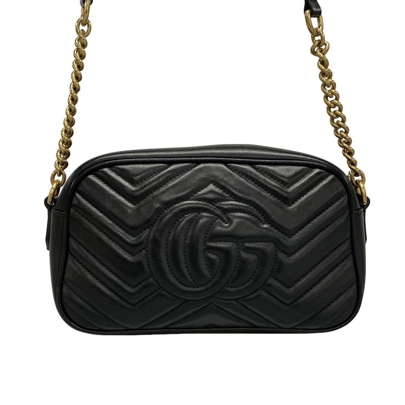 Gucci Shoulder Bag GG Marmont Quilted Small Shoulder Bag 447632 Black Chain