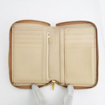 Celine Medium Zip Wallet Beige Brown Zipper Type Bifold Wallet Women's