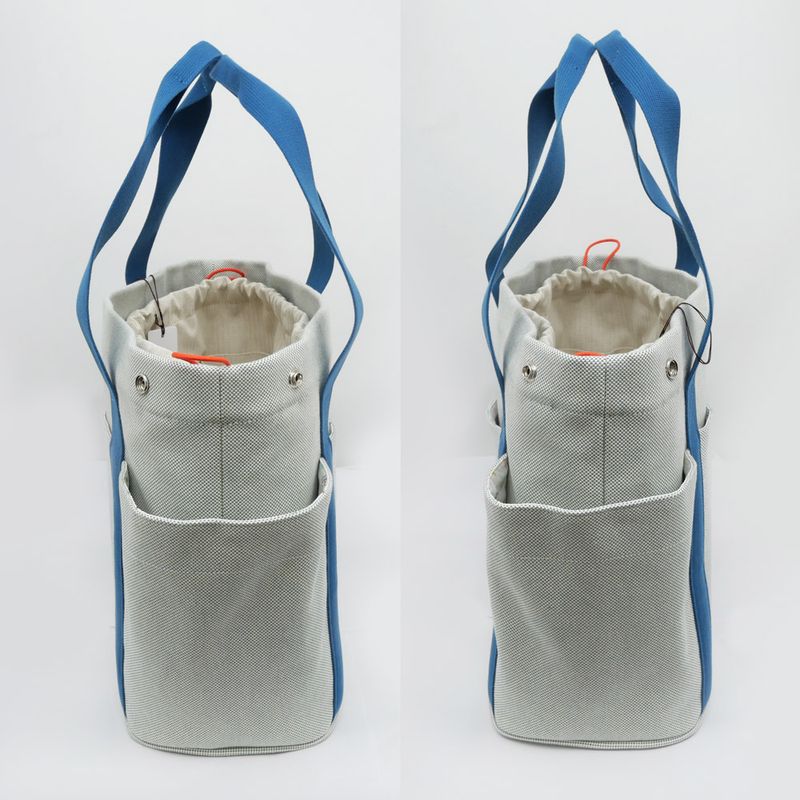 Hermes Cabrio Mother's Bag Blue Nattier Toile Ash Tote Bag Canvas -