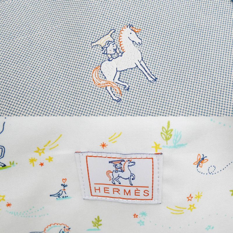 Hermes Cabrio Mother's Bag Blue Nattier Toile Ash Tote Bag Canvas -