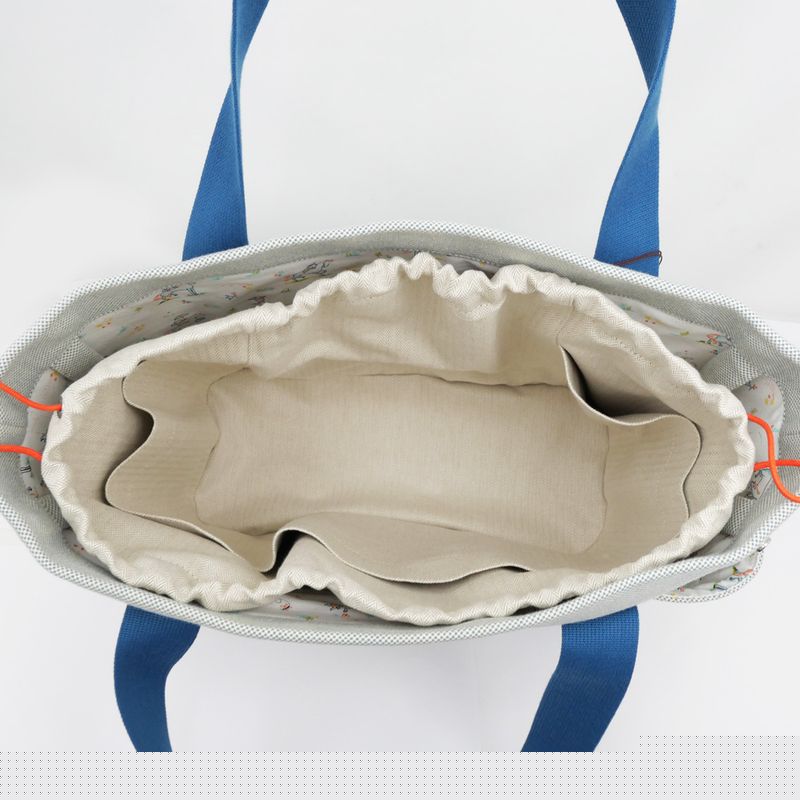 Hermes Cabrio Mother's Bag Blue Nattier Toile Ash Tote Bag Canvas -