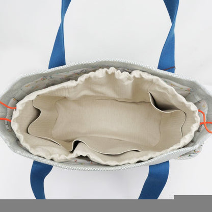 Hermes Cabrio Mother's Bag Blue Nattier Toile Ash Tote Bag Canvas -