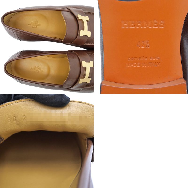 Hermes Moccasins Paris Loafers Brown Gradient Gold Hardware Size 42 1 2