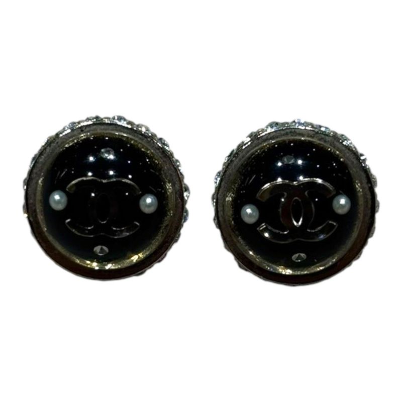 Chanel 09A Circle Earrings Women Black