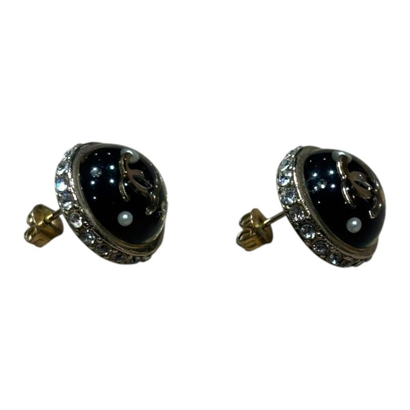 Chanel 09A Circle Earrings Women Black