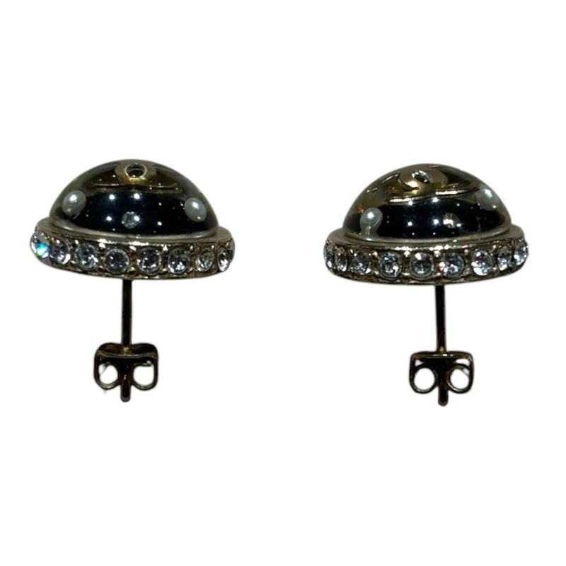 Chanel 09A Circle Earrings Women Black