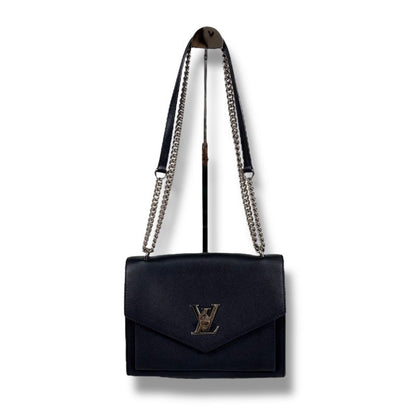 Louis Vuitton My Lock Me Chain Shoulder Bag Black Silver Hardware Twisted