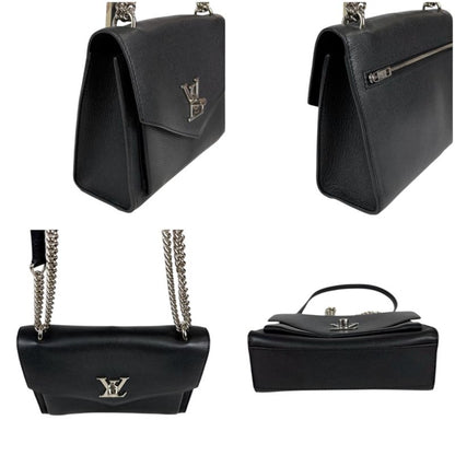 Louis Vuitton My Lock Me Chain Shoulder Bag Black Silver Hardware Twisted