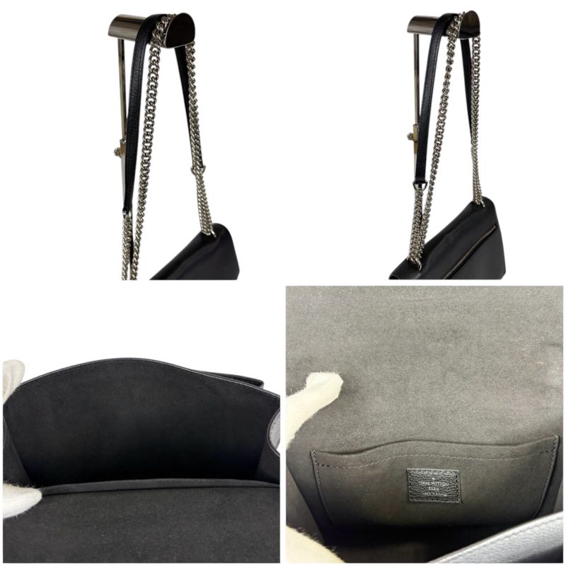 Louis Vuitton My Lock Me Chain Shoulder Bag Black Silver Hardware Twisted