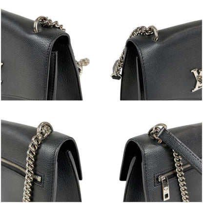 Louis Vuitton My Lock Me Chain Shoulder Bag Black Silver Hardware Twisted