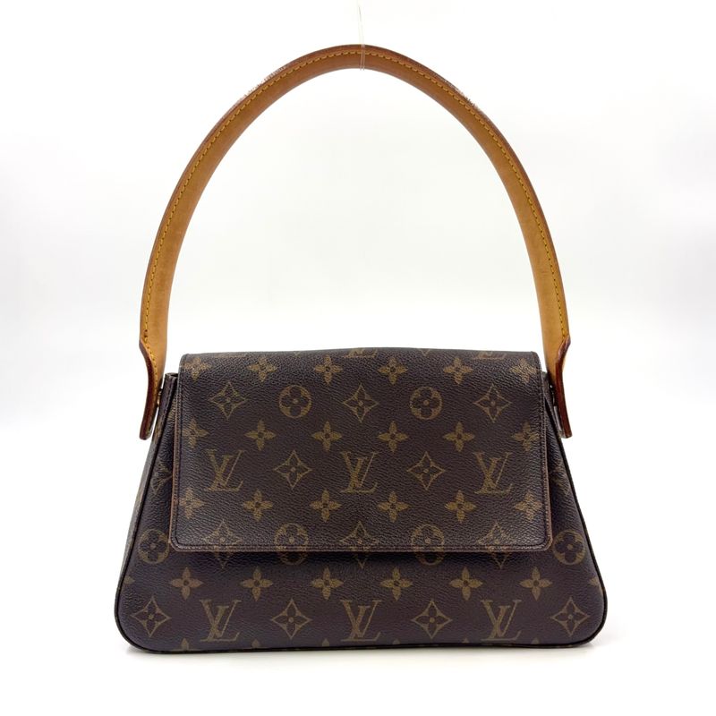 Louis Vuitton Mini Looping Monogram One Shoulder Leather X PVC Brown Handbag