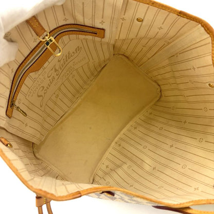 Louis Vuitton Neverfull MM Damier Azure Damier Azure Leather × PVC White Tote