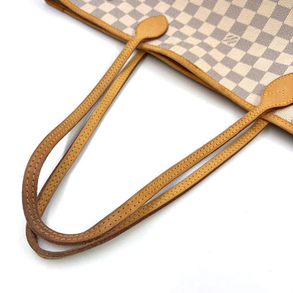 Louis Vuitton Neverfull MM Damier Azure Damier Azure Leather × PVC White Tote