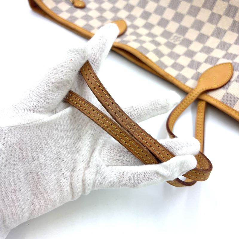 Louis Vuitton Neverfull MM Damier Azure Damier Azure Leather × PVC White Tote