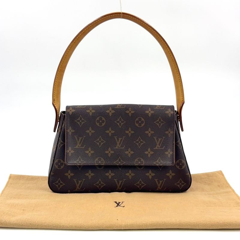 Louis Vuitton Mini Looping Monogram One Shoulder Leather X PVC Brown Handbag