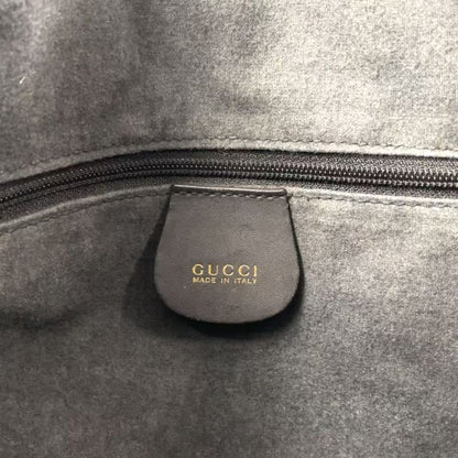 Gucci Bamboo Shoulder Bag Suede Black Handbag Gold 0012058