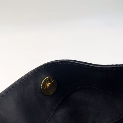 Gucci Bamboo Shoulder Bag Suede Black Handbag Gold 0012058