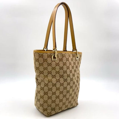 Gucci GG Pattern Canvas Brown Tote Bag Gold 002-1099