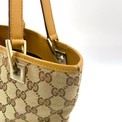 Gucci GG Pattern Canvas Brown Tote Bag Gold 002-1099