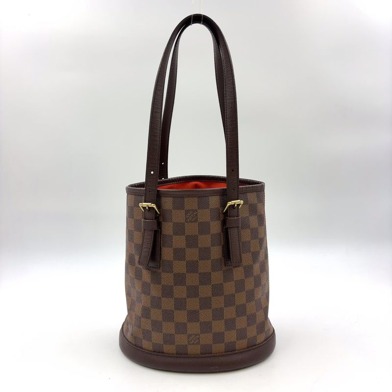 Louis Vuitton Marais Damier Ebene Damier Ebene Leather × PVC Brown Tote Bag