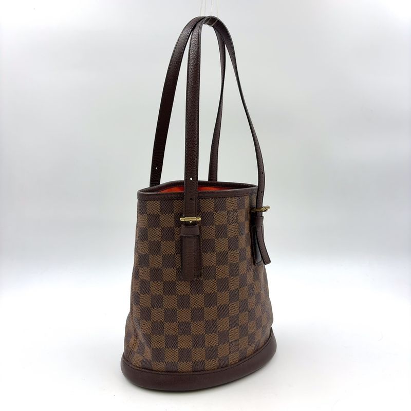 Louis Vuitton Marais Damier Ebene Damier Ebene Leather × PVC Brown Tote Bag