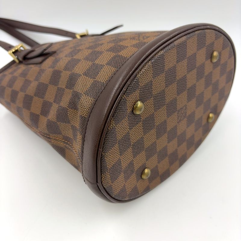 Louis Vuitton Marais Damier Ebene Damier Ebene Leather × PVC Brown Tote Bag