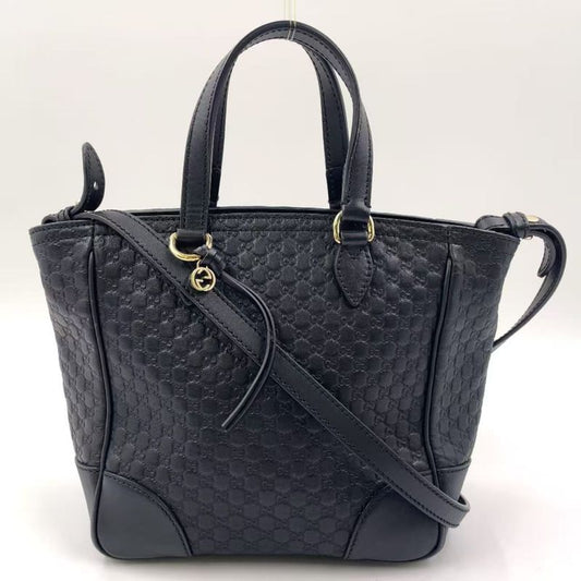 Gucci Micro Guccissima Hand Leather Black Shoulder Bag Gold 449241