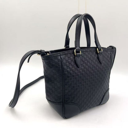 Gucci Micro Guccissima Hand Leather Black Shoulder Bag Gold 449241