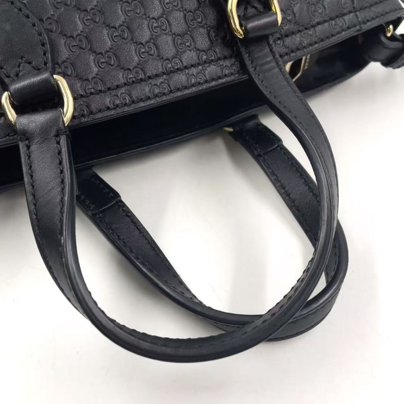 Gucci Micro Guccissima Hand Leather Black Shoulder Bag Gold 449241