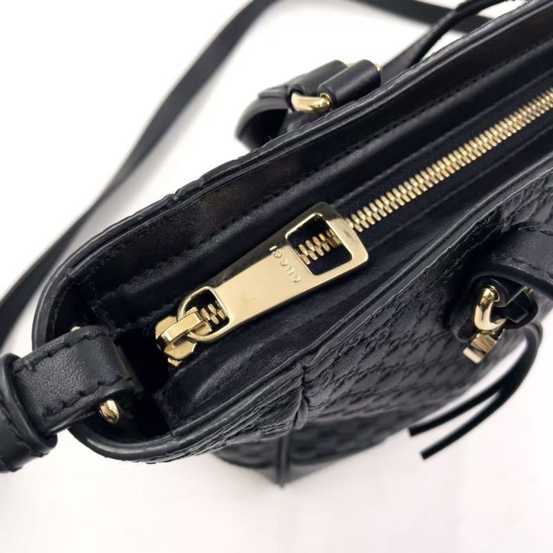 Gucci Micro Guccissima Hand Leather Black Shoulder Bag Gold 449241
