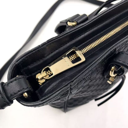 Gucci Micro Guccissima Hand Leather Black Shoulder Bag Gold 449241