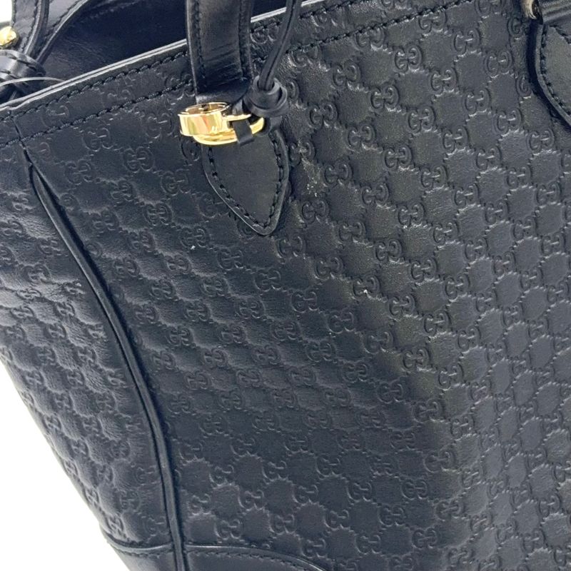 Gucci Micro Guccissima Hand Leather Black Shoulder Bag Gold 449241