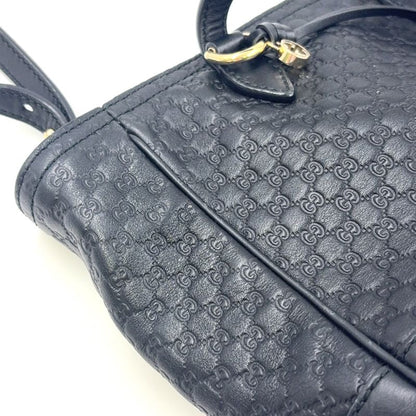 Gucci Micro Guccissima Hand Leather Black Shoulder Bag Gold 449241