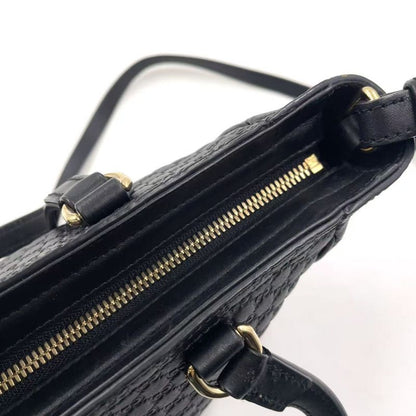Gucci Micro Guccissima Hand Leather Black Shoulder Bag Gold 449241